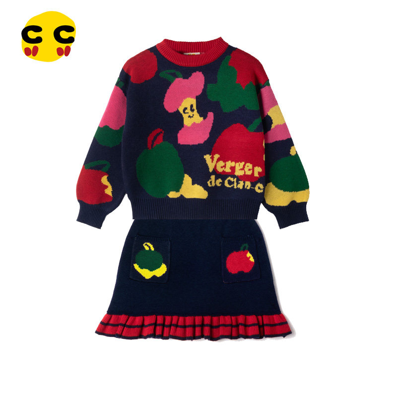 clanc潮牌童装25秋季新品女童时尚洋气可爱卡通圆领针织毛衫套装,童装/婴儿装/亲子装,套装,淘宝优惠券,粉丝福利购,淘宝优惠卷