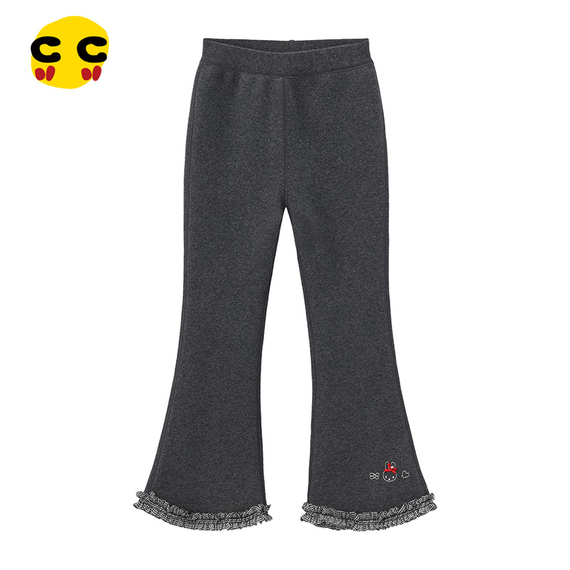 clanc潮牌童装25冬新品女童时尚洋气百搭微喇加绒加厚针织打底裤