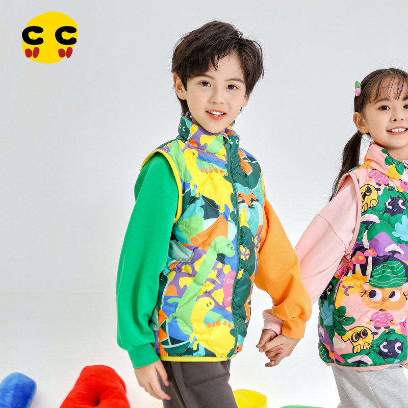 clanc童装24秋冬新款儿童印花撞色洋气保暖背心男童轻薄羽绒马甲,童装/婴儿装/亲子装,羽绒马甲,淘宝优惠券,粉丝福利购,淘宝优惠卷