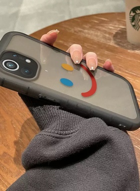 情侣笑脸适用vivos17手机壳s17pro保护套iqoo11全包镜头防摔IQOOZ7软硅胶Z7X透明黑白色por男女款iq0010 5G萌