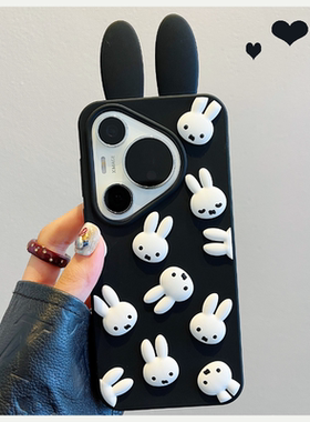卡通可爱小白兔适用vivos19手机壳x100立体x90软硅胶套x80全包y52s保护s18女s17pro新款s16萌s15黑色y78潮y35