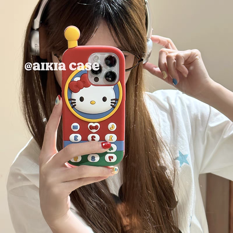 立体卡通可爱猫咪电话硅胶软壳