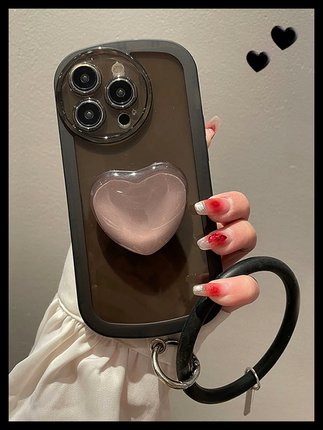 适用苹果14玻璃爱心支架iPhone13手机壳12mini彩色11promax保护套XS情侣XR男女款7plus软硅胶6s全包边se清新8