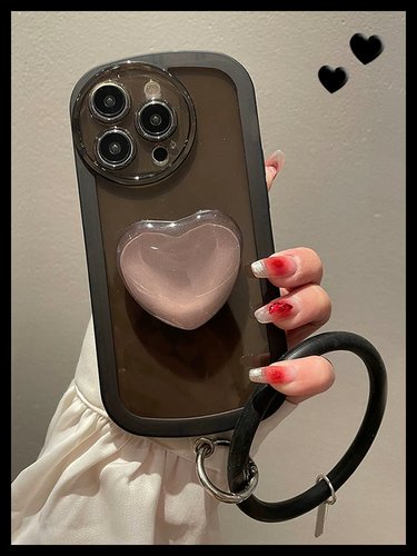 适用苹果14玻璃爱心支架iPhone13手机壳12mini彩色11promax保护套XS情侣XR男女款7plus软硅胶6s全包边se清新8