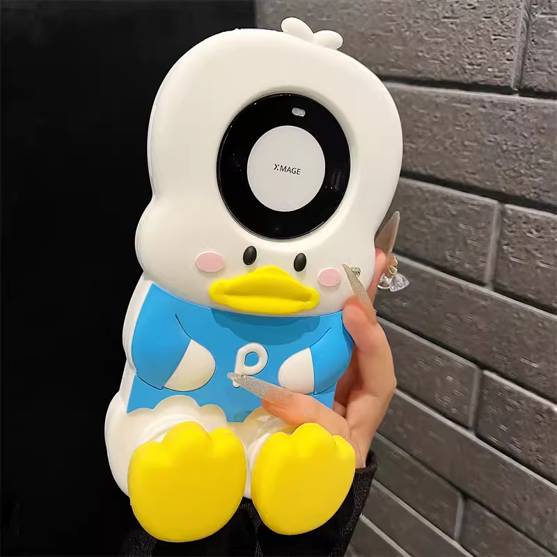 卡通可爱鸭子手机壳支架软硅胶