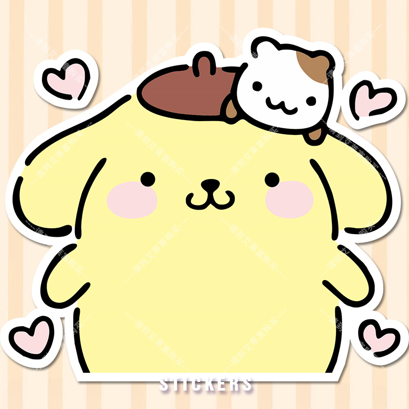 卡哇伊三丽鸥可爱布丁狗车贴纸电动车汽车油箱盖创意卡通装饰贴画