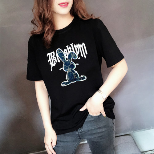 黑色短袖t恤女新款圆领女士体恤