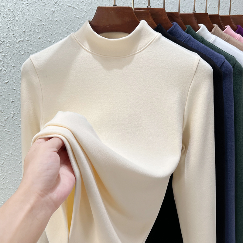 半高领长袖t恤女修身显瘦秋冬款