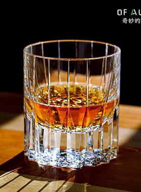 OF AURA轻奢K9星芒水晶玻璃杯江户切子手工雕刻洋酒杯威士忌酒杯