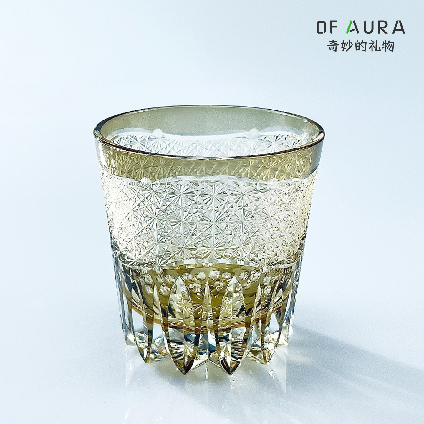 OF AURA江户切子光华威士忌酒杯水晶玻璃杯手工高档洋酒杯礼盒装