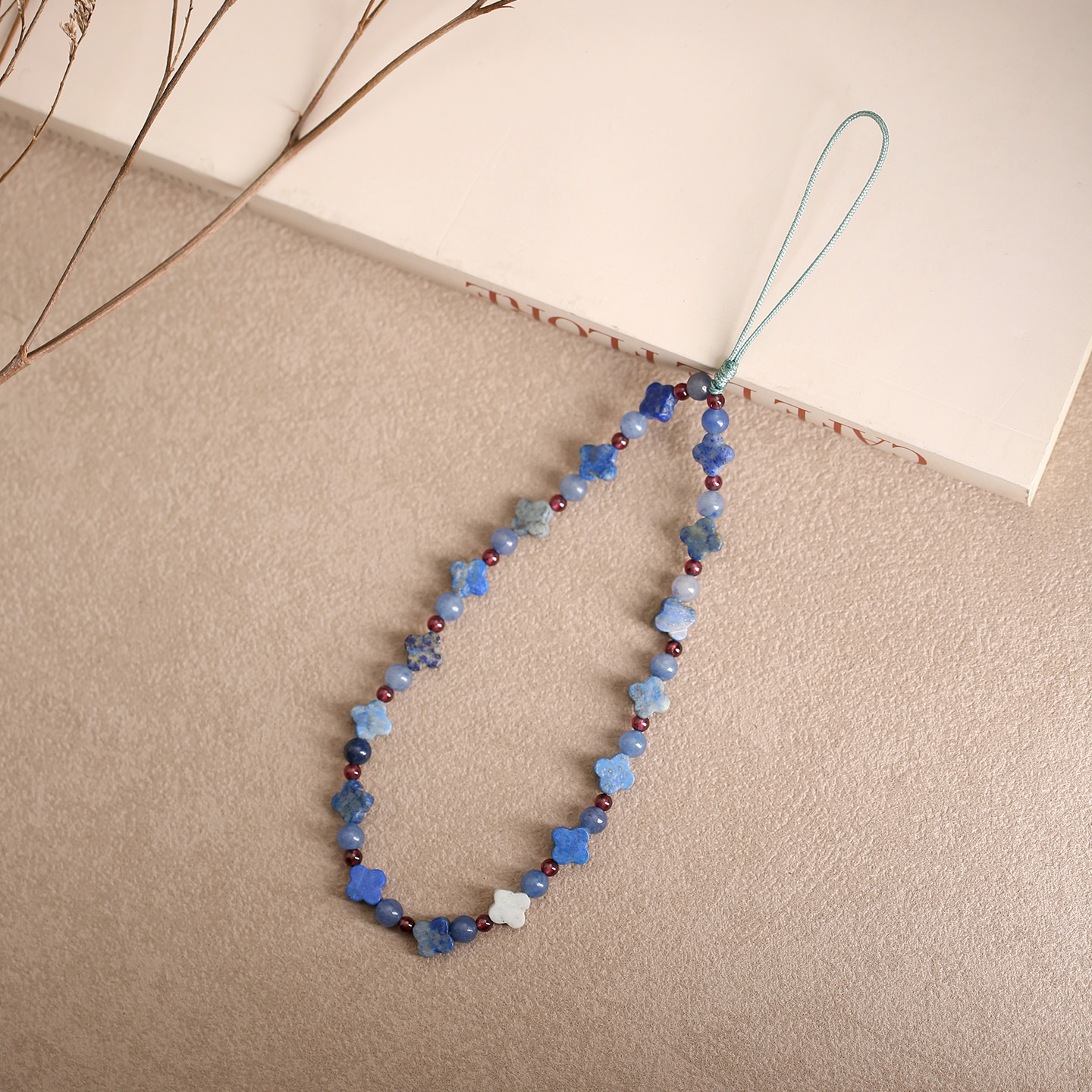 青金石手机链挂绳挂件女款长钥匙扣中国风指环手腕绳玉石腕带防丢