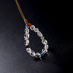 白水晶指环手机链挂件男女款精致高级感转运吊坠防丢钥匙扣中国风