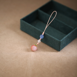 玛瑙桃子手机挂绳女中国风挂件古风挂饰玉石吊坠小挂坠手机链转运