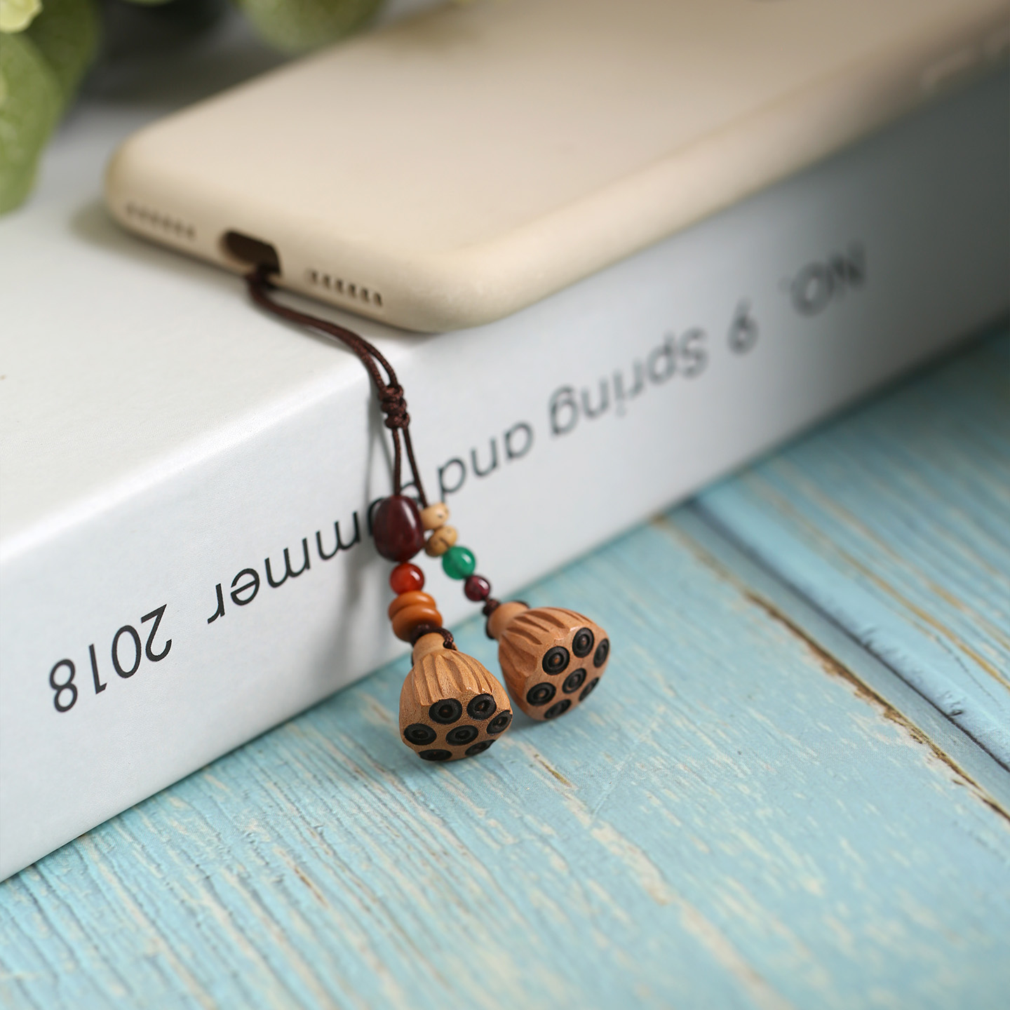 桃木莲蓬手机挂件手机链挂饰吊坠挂坠u盘防丢精致女短款古风简约