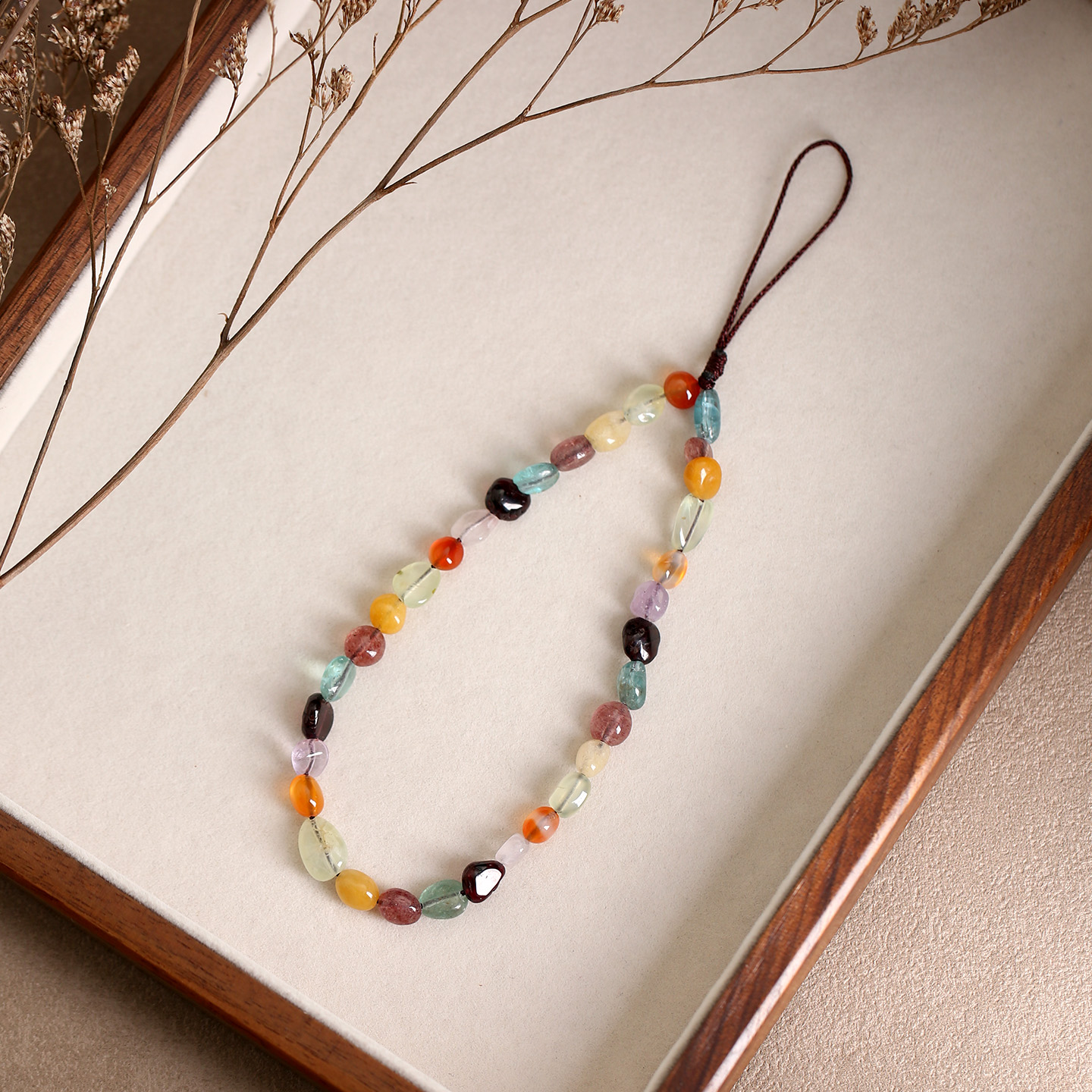 水晶手机链挂绳挂件女款长钥匙扣中国风指环手腕绳子玉石腕带防丢