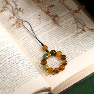 龙纹玛瑙手机挂绳挂件精致手机链玉石挂饰指环扣男女款复古中国风