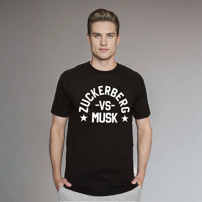 扎克伯格vs马斯克短袖t恤名人拳击挑战赛纯棉文化衫透气上衣