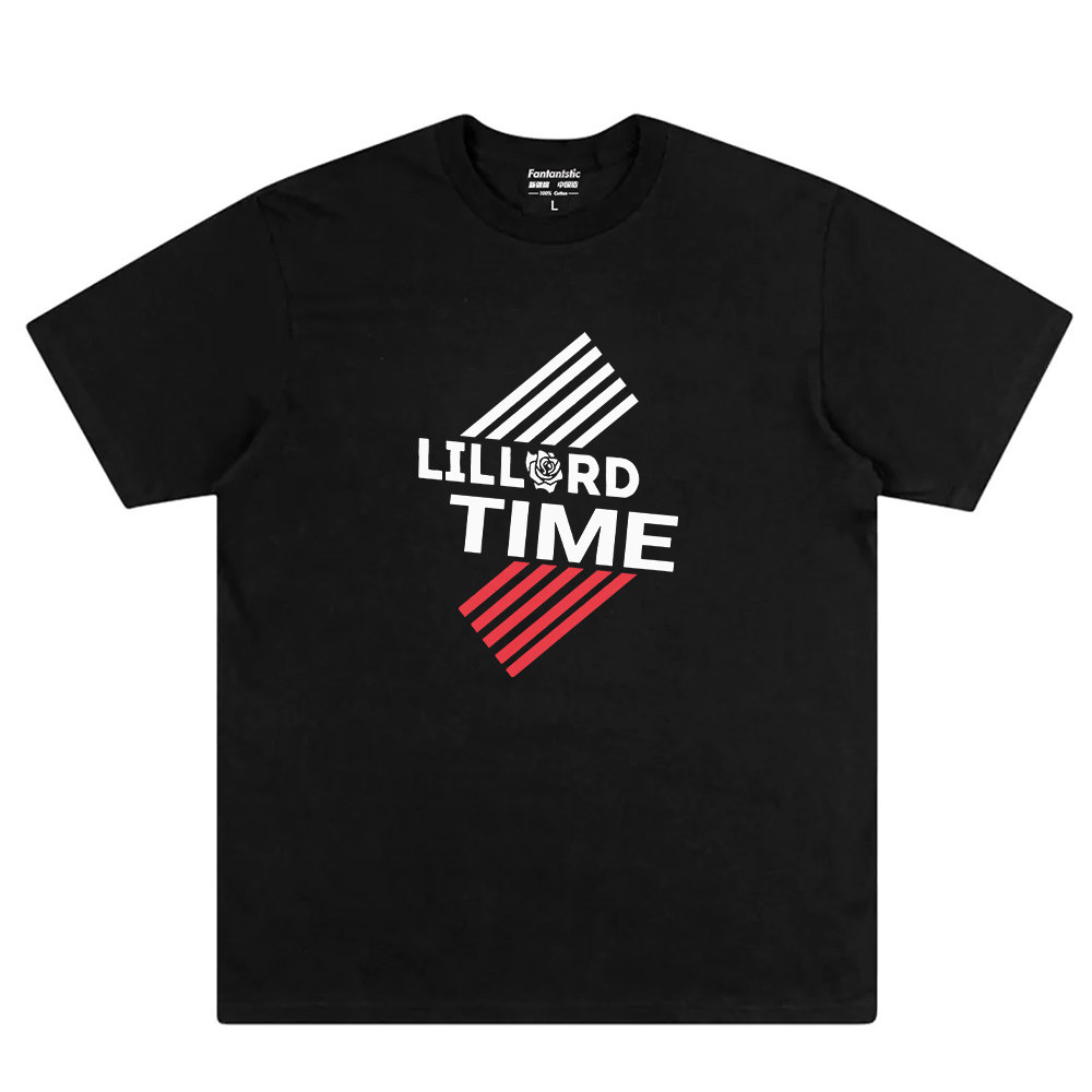 利拉德时间球衣t恤 lillard time读表送钟美职篮纯棉短袖运动周边