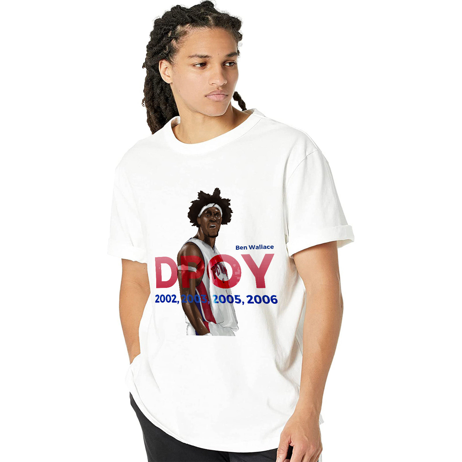 本华莱士 ben wallace 大本钟dboy大牌t恤篮球怀旧纯棉白色夏季短