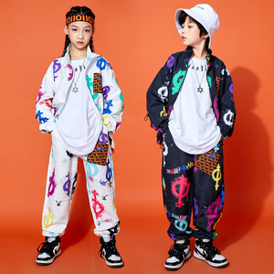儿童街舞套装男童秋季嘻哈hiphop外套演出服装女童爵士舞表演潮服