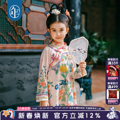 年衣童装女童改良旗袍连衣裙秋季新款儿童中式国风连衣裙演出服