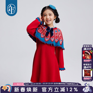年衣童装儿童秋冬连衣裙新款冬装女童新年裙子宝宝拜年服过年衣服