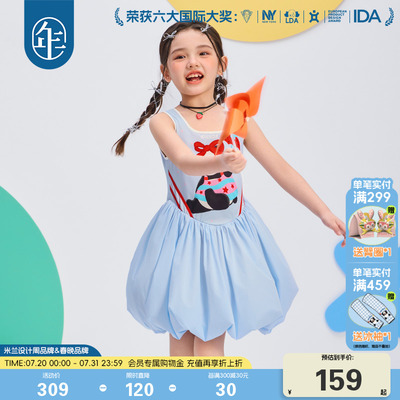 年衣童装女童无袖连衣裙2025年夏季新款公主风卡通短款背心花苞裙