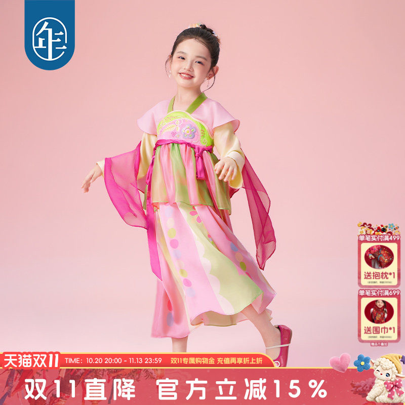 年衣童装儿童唐装汉服裙女童春装新款改良新中式中秋节国风连衣裙