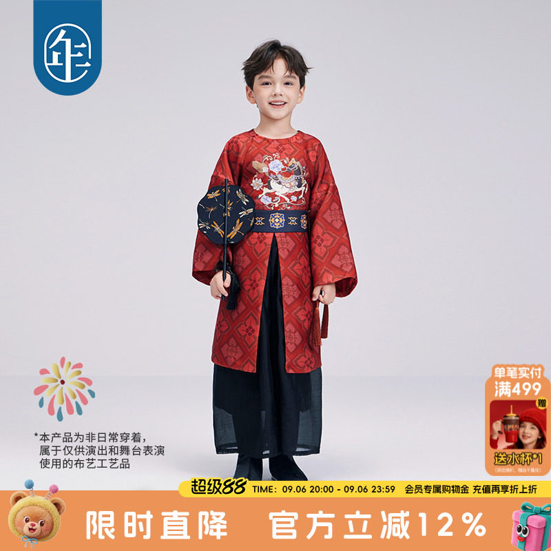 年衣童装儿童汉服套装男童春秋季改良唐装长袍中秋节灯笼裤演出服图片