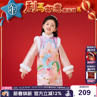 年衣童装旗袍裙冬季新款女童唐装连衣裙中式假两件裙子礼服拜年服