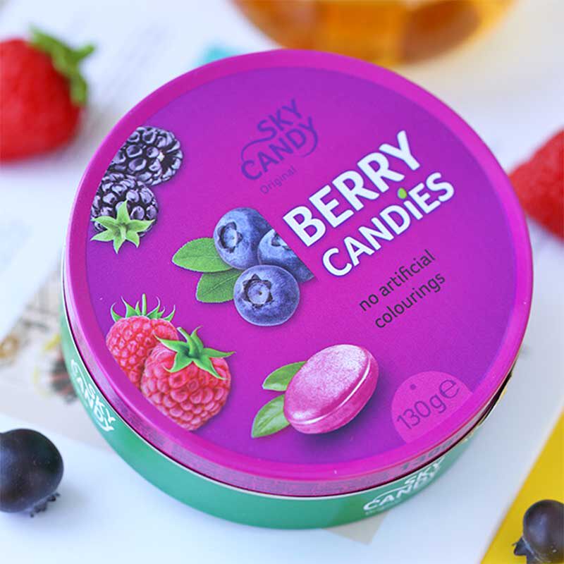 德国绿嘉云水果糖姿嘉进口罐装铁盒装硬糖果礼盒浆果味sky candy