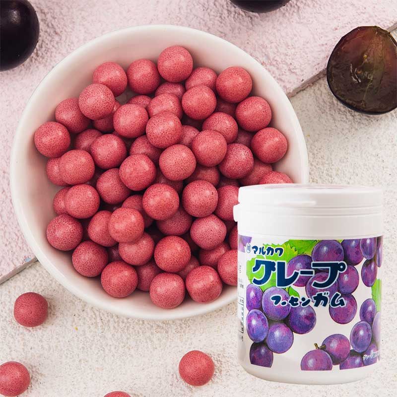 日本进口丸川罐装130g口香糖泡泡糖葡萄味