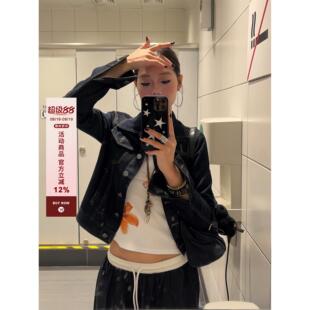 F383 2025美式复古解构质感牛仔外套宽松廓形修身显瘦工装夹克女