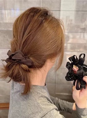 韩国东大门同款发圈手工编织蝴蝶结肠圈少女弹力皮筋丸子气质头绳