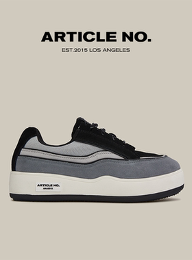 ARTICLE NO.新款灰拼黑汉堡鞋增高厚底休闲面包鞋时尚简约板鞋