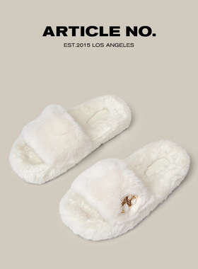 ARTICLE NO.毛毛拖鞋外穿休闲厚底时尚一字拖女鞋秋冬拖鞋