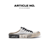 ARTICLE 子 厚底半拖帆布鞋 NO.1012做旧洗水复古一脚蹬板鞋 脏脏鞋