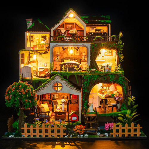 diy小屋童话森林手工拼装积木房子建筑玩具模型别墅生日创意礼物