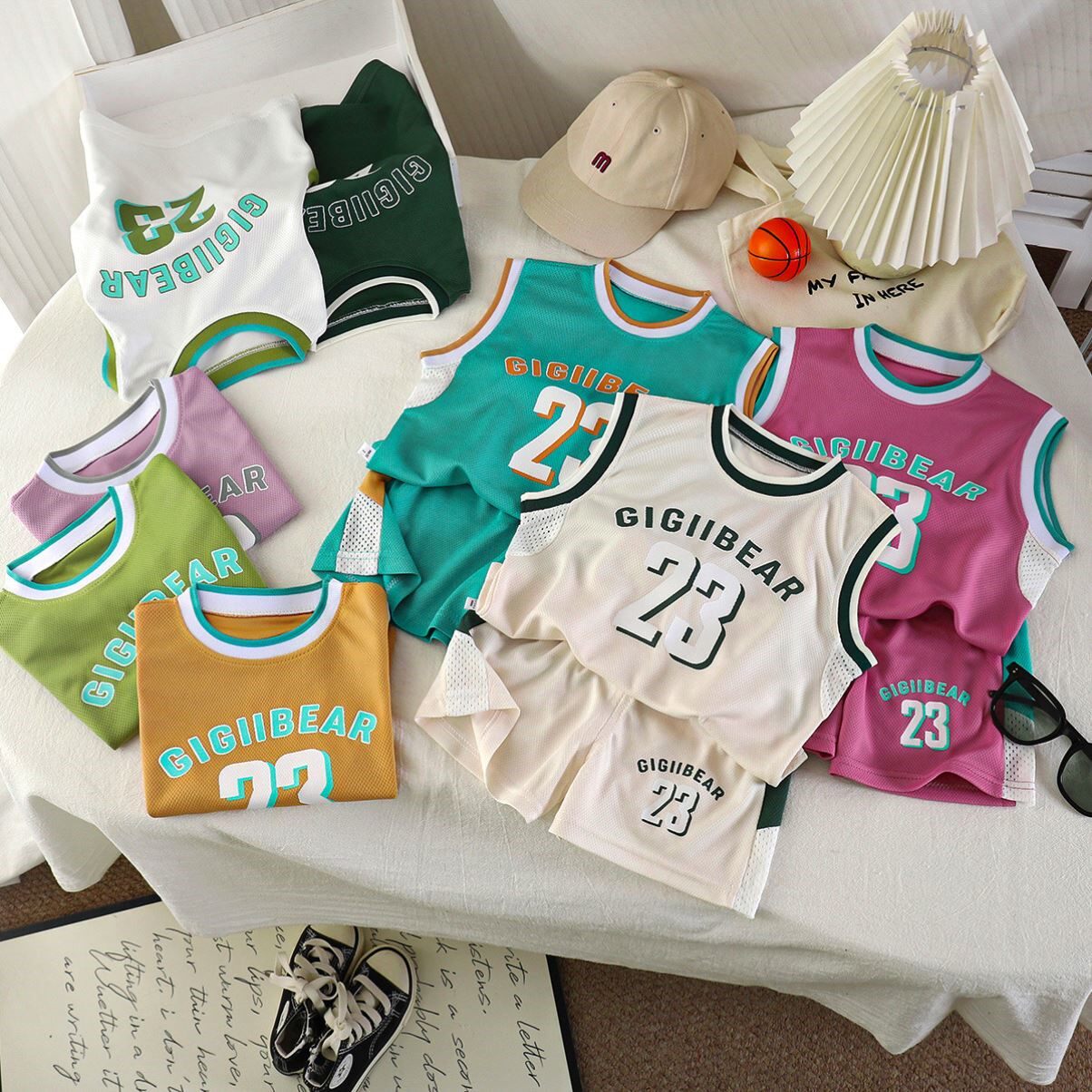 儿童夏季背心运动两件套宝宝速干衣洋气休闲男童无袖薄款球服套装