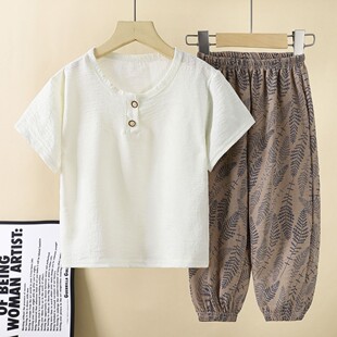男童套装两件套显白儿休闲批发新款夏天薄款婴儿上衣九分裤女宝潮