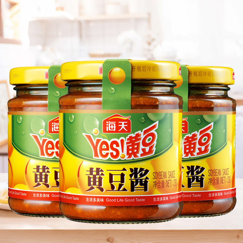海天黄豆酱230g炒菜下饭拌面烤肉火锅蘸酱东北大酱家用玻璃瓶装