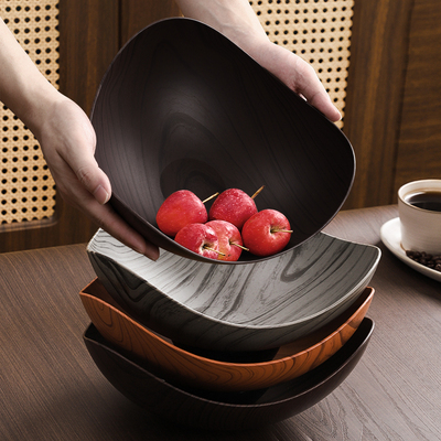 仿木纹水果盘客厅家用零食干果摆放盘收纳盘2025新款高颜值糖果盘