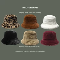 Японская интернет -знаменитость INS Fashion Retro Leopard Fisherman Hat Женская корейская версия осени и зимнего универсального теплого и густого плюшевого горшка