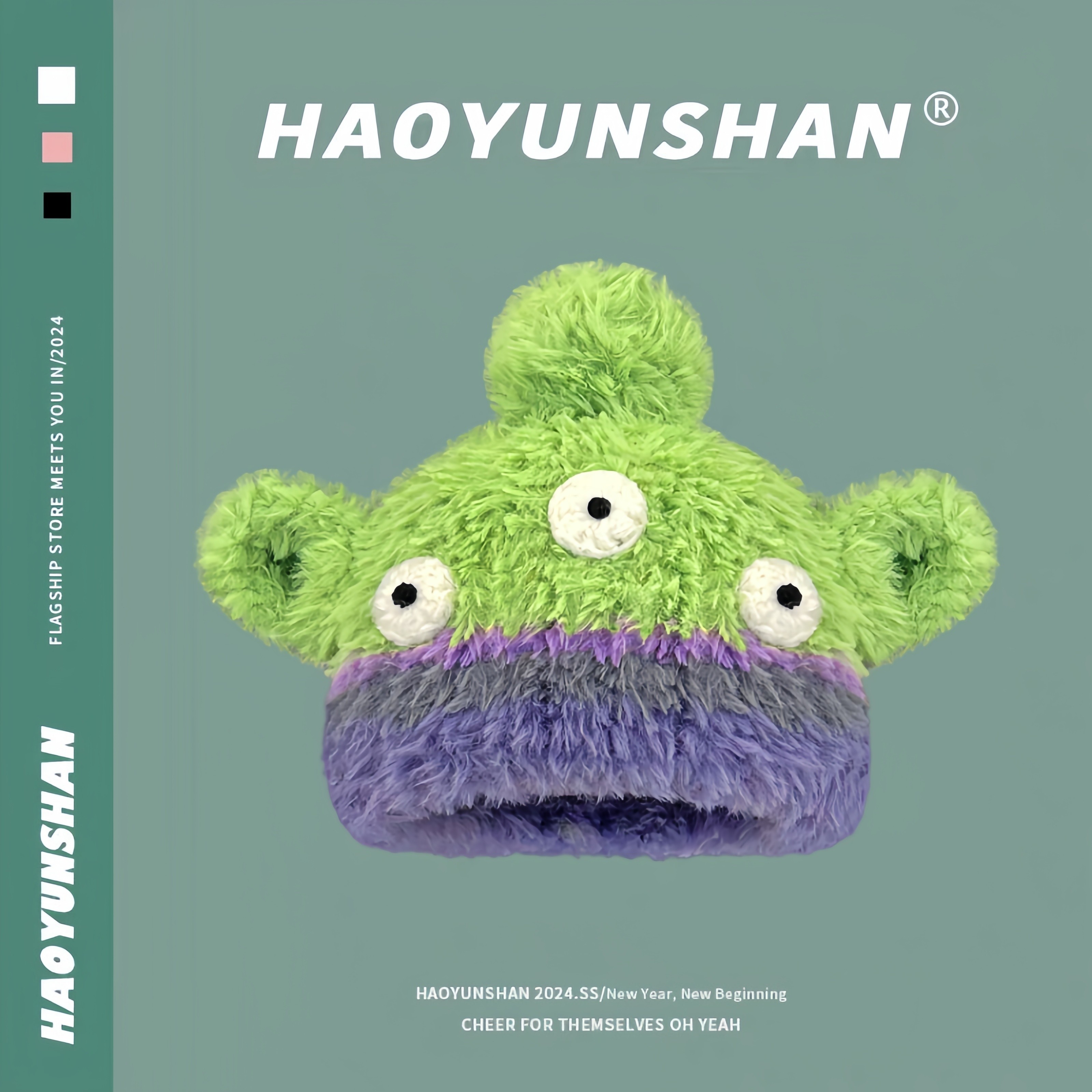 卡通三眼仔毛绒套头帽子女秋冬可爱小怪兽百搭保暖护耳针织毛线帽,服饰配件/皮带/帽子/围巾,帽子,淘宝优惠券,粉丝福利购,淘宝优惠卷