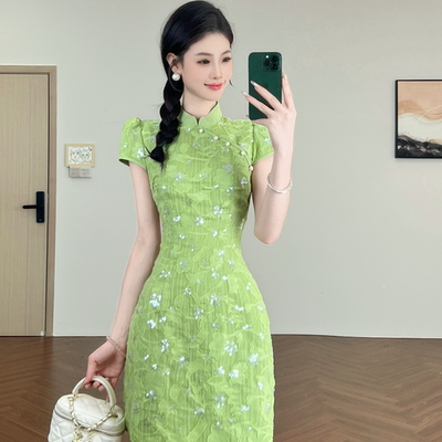 新中式改良旗袍连衣裙女夏季