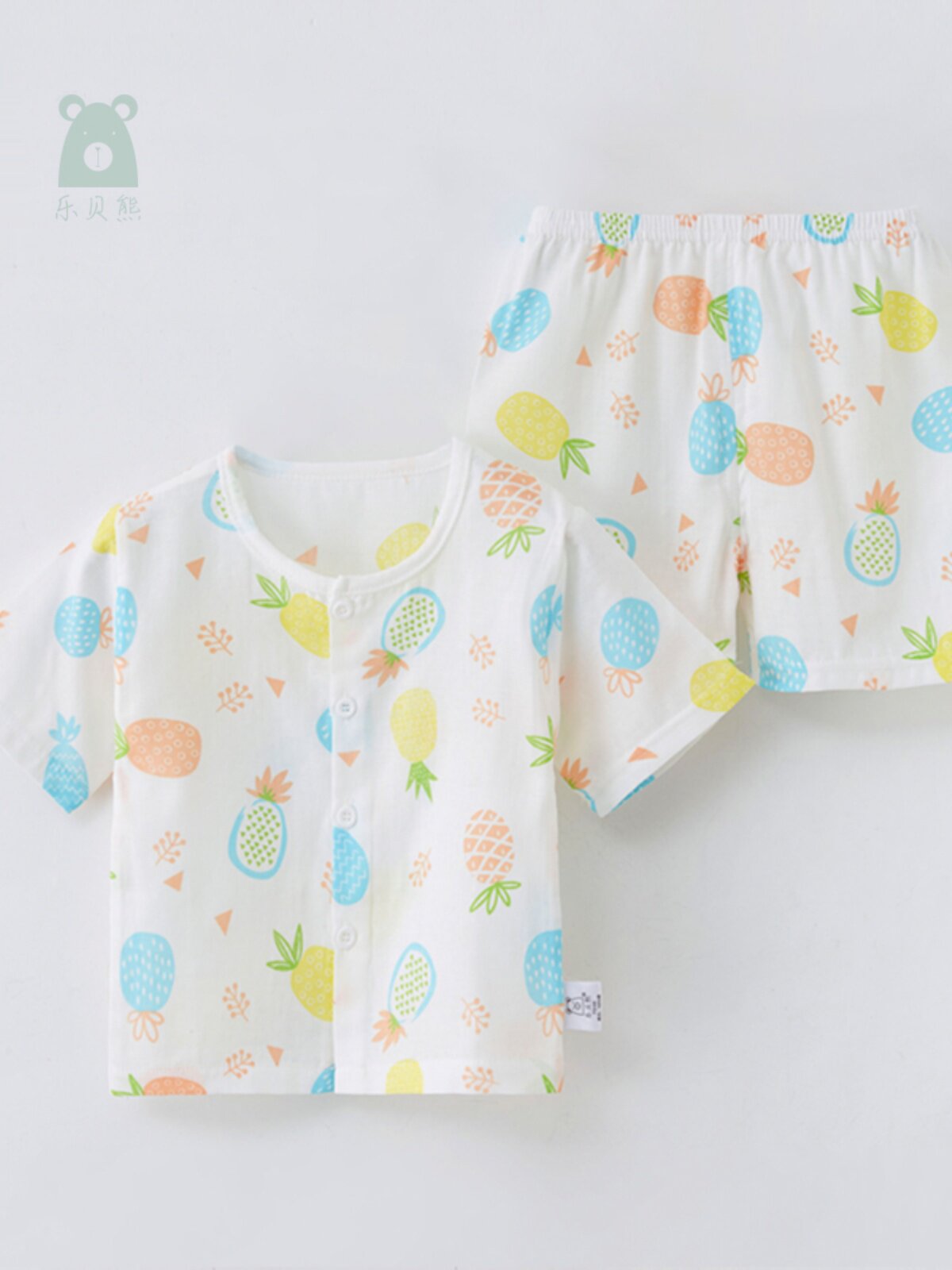 LEBEI BEAR BABY UNDERWEAR SET SUMMER THIN COTTON GAUZE SHORT SLEEVE PAJAMAS BABY HOME CLOTHES AIR CONDITIONING CLOTHES