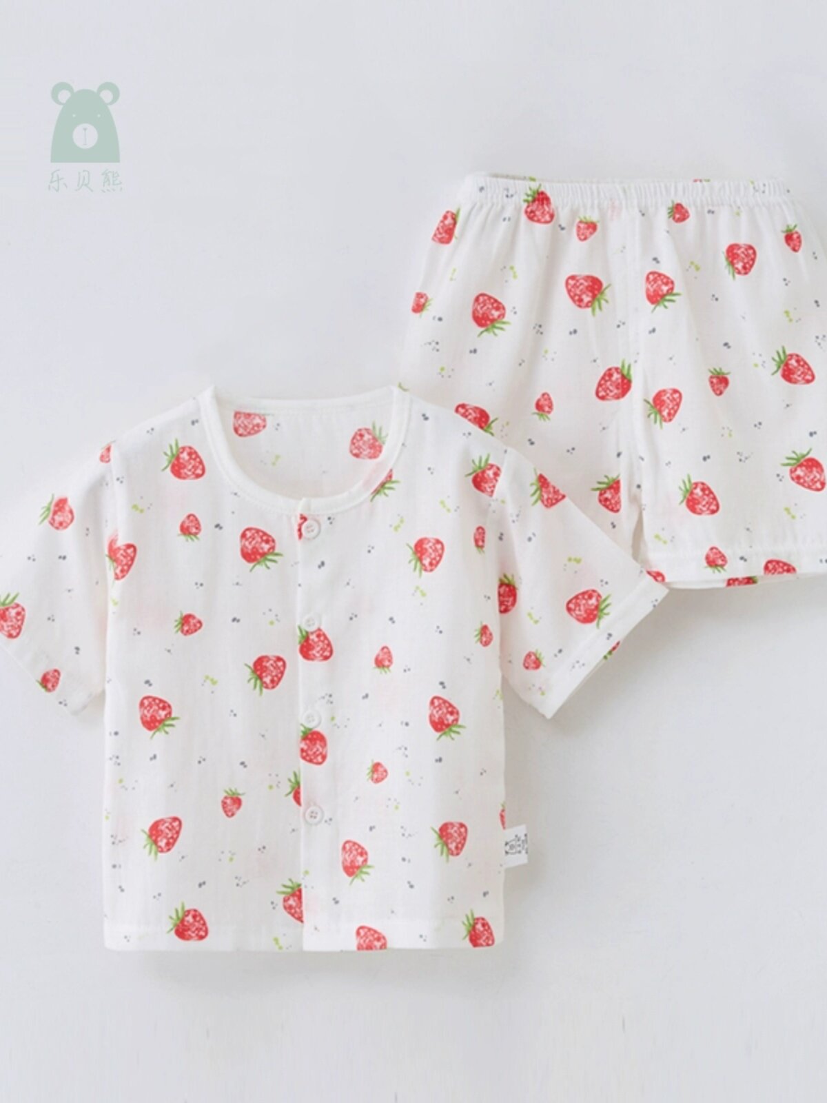 LEBEI BEAR BABY UNDERWEAR SET SUMMER THIN COTTON GAUZE SHORT SLEEVE PAJAMAS BABY HOME CLOTHES AIR CONDITIONING CLOTHES