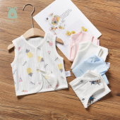 新生儿薄款 对襟马甲上衣男女宝宝内搭外穿小坎肩 纯棉背心婴儿夏季