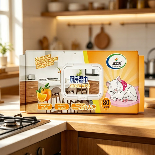 厨房湿巾2元60抽厨房清洁湿巾抹布强力油污去污家用加大湿巾