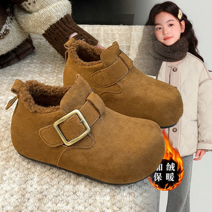 2026秋冬款女童时尚洋气复古勃肯鞋加绒舒适保暖增高棉鞋潮流爆款